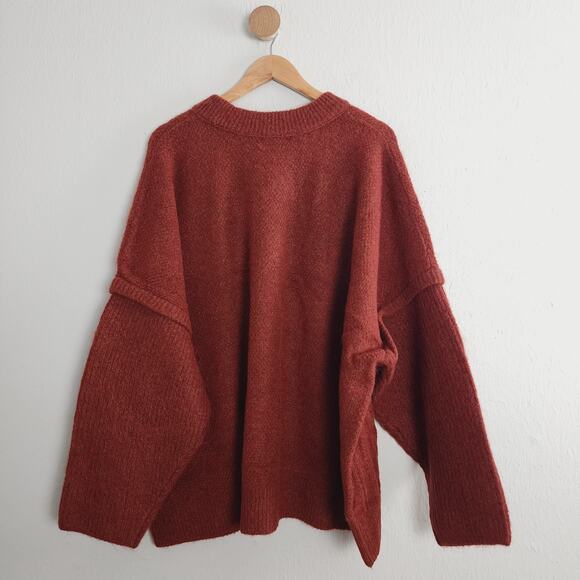 NEW Madewell Havener Cable Knit Pullover Alpaca Wool Sweater Heather Auburn - Picture 11 of 11